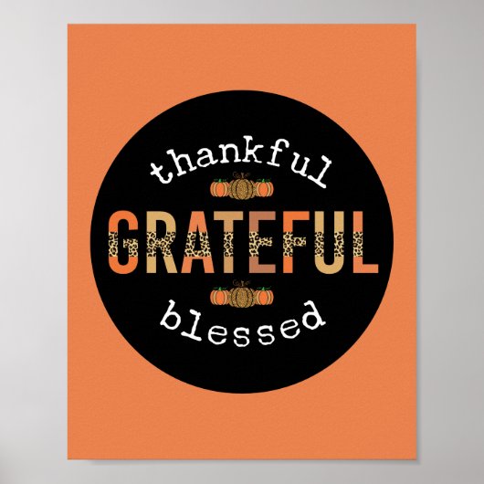 Gelukkig Grateful Blessed Fun Leopard Print Herfst (Voorkant)