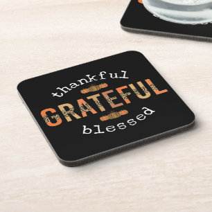 Gelukkig Grateful Blessed Fun Leopard Print Herfst Bier Onderzetter