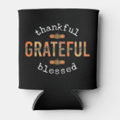 Gelukkig Grateful Blessed Fun Leopard Print Herfst Blikjeskoeler (Voorkant)