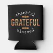 Gelukkig Grateful Blessed Fun Leopard Print Herfst Blikjeskoeler (Achterkant)