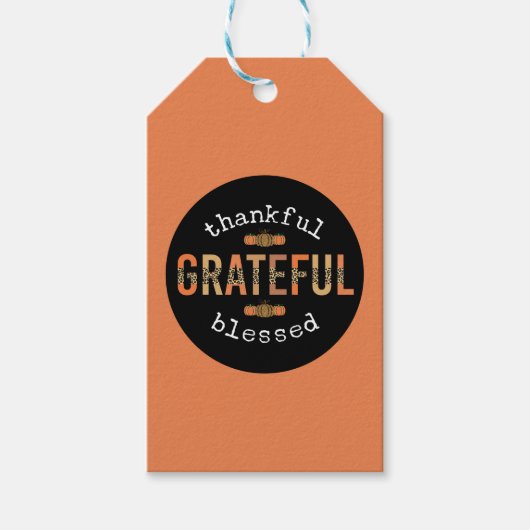Gelukkig Grateful Blessed Fun Leopard Print Herfst Cadeaulabel (Voorkant)