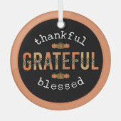 Gelukkig Grateful Blessed Fun Leopard Print Herfst Glas Ornament (Voorkant)