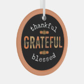 Gelukkig Grateful Blessed Fun Leopard Print Herfst Glas Ornament (Voorkant Rechts)