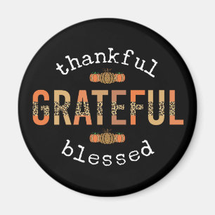 Gelukkig Grateful Blessed Fun Leopard Print Herfst Magneet