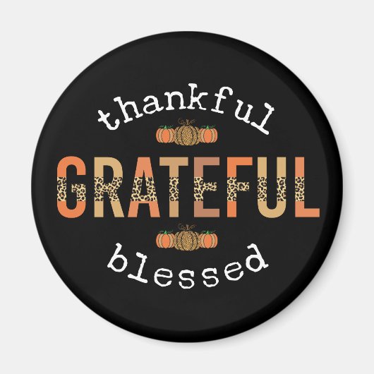 Gelukkig Grateful Blessed Fun Leopard Print Herfst Magneet (Voorkant)