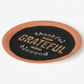 Gelukkig Grateful Blessed Fun Leopard Print Herfst Papieren Bordje (Gekanteld)