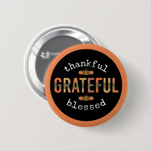 Gelukkig Grateful Blessed Fun Leopard Print Herfst Ronde Button 5,7 Cm
