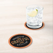 Gelukkig Grateful Blessed Fun Leopard Print Herfst Ronde Kartonnen Onderzetter (Insitu)