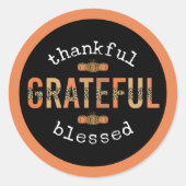 Gelukkig Grateful Blessed Fun Leopard Print Herfst Ronde Sticker (Voorkant)