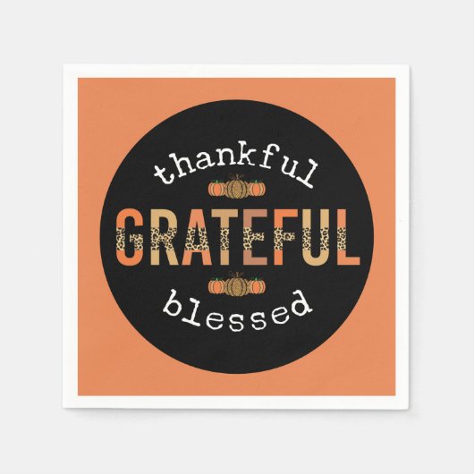 Gelukkig Grateful Blessed Fun Leopard Print Herfst Servet (Voorkant)