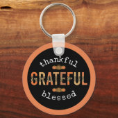 Gelukkig Grateful Blessed Fun Leopard Print Herfst Sleutelhanger (Voorkant)