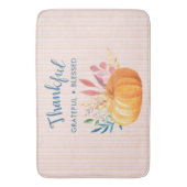 Gelukkig Grateful Blessed met Oranje pompoen Badmat (Voorkant Verticaal)