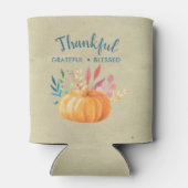 Gelukkig Grateful Blessed met Oranje pompoen Blikjeskoeler (Achterkant)