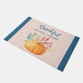 Gelukkig Grateful Blessed met Oranje pompoen Deurmat (Schuin)