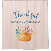 Gelukkig Grateful Blessed met Oranje pompoen Douchegordijn (Voorkant)