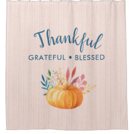 Gelukkig Grateful Blessed met Oranje pompoen Douchegordijn