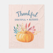 Gelukkig Grateful Blessed met Oranje pompoen Fleece Deken (Voorkant)