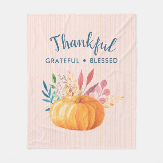 Gelukkig Grateful Blessed met Oranje pompoen Fleece Deken (Voorkant)