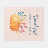 Gelukkig Grateful Blessed met Oranje pompoen Fleece Deken (Voorkant (Horizontaal))