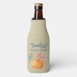 Gelukkig Grateful Blessed met Oranje pompoen Flesjeskoeler