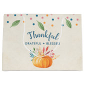 Gelukkig Grateful Blessed met Oranje pompoen Groot Cadeauzakje (Voorkant)