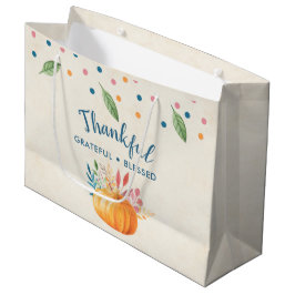 Gelukkig Grateful Blessed met Oranje pompoen Groot Cadeauzakje