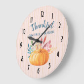 Gelukkig Grateful Blessed met Oranje pompoen Grote Klok (Hoek)