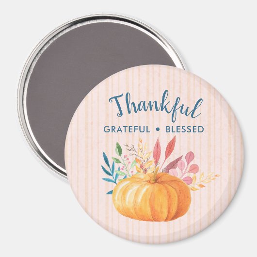 Gelukkig Grateful Blessed met Oranje pompoen Magneet (Voorkant / Achterkant)