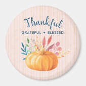 Gelukkig Grateful Blessed met Oranje pompoen Magneet (Voorkant)