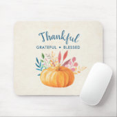 Gelukkig Grateful Blessed met Oranje pompoen Muismat (Met muis)
