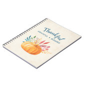 Gelukkig Grateful Blessed met Oranje pompoen Notitieboek (Linkerzijde)