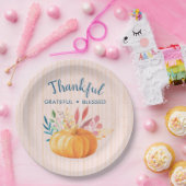 Gelukkig Grateful Blessed met Oranje pompoen Papieren Bordje (Feest)