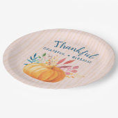 Gelukkig Grateful Blessed met Oranje pompoen Papieren Bordje (Gekanteld)