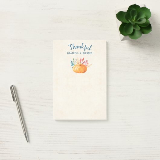 Gelukkig Grateful Blessed met Oranje pompoen Post-it® Notes (Kantoor)