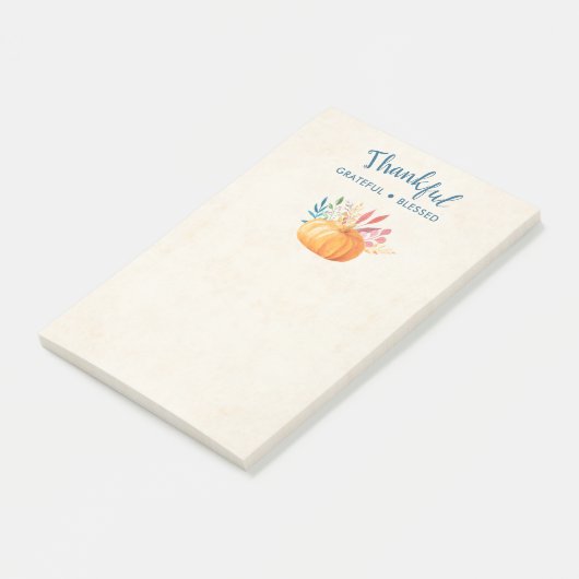 Gelukkig Grateful Blessed met Oranje pompoen Post-it® Notes (Schuin)