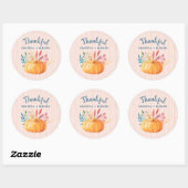 Gelukkig Grateful Blessed met Oranje pompoen Ronde Sticker (Vel)