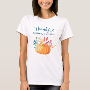 Gelukkig Grateful Blessed met Oranje pompoen T-shirt