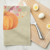 Gelukkig Grateful Blessed met Oranje pompoen Theedoek (Quarter Fold)