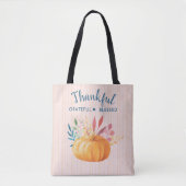 Gelukkig Grateful Blessed met Oranje pompoen Tote Bag (Voorkant)