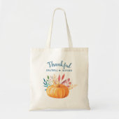 Gelukkig Grateful Blessed met Oranje pompoen Tote Bag (Voorkant)