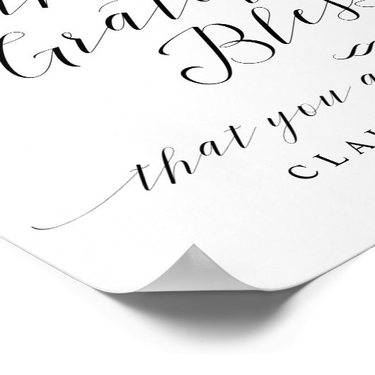 Gelukkig Grateful Blessed Weddenschap Welkomstbord Poster (Hoek)