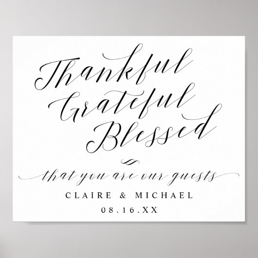 Gelukkig Grateful Blessed Weddenschap Welkomstbord Poster (Voorkant)
