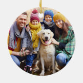 Gelukkig Grateful Blessed Wood PHOTO BACK Keramisch Ornament (Achterkant)