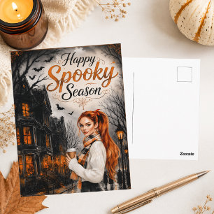 Gelukkig griezelig seizoen Cozy Gelukkig Halloween Briefkaart