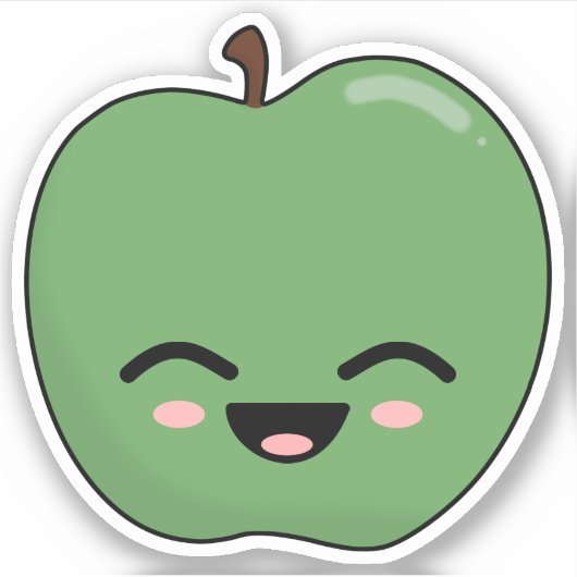 Gelukkig groen appel sticker (Voorkant)