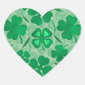 Gelukkig Groen Vier Blad Klaver Patroon Hart Sticker (Voorkant)