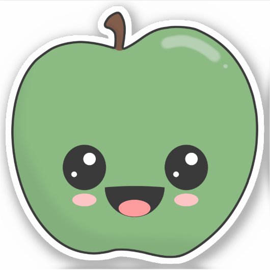 Gelukkig groene appel sticker (Voorkant)
