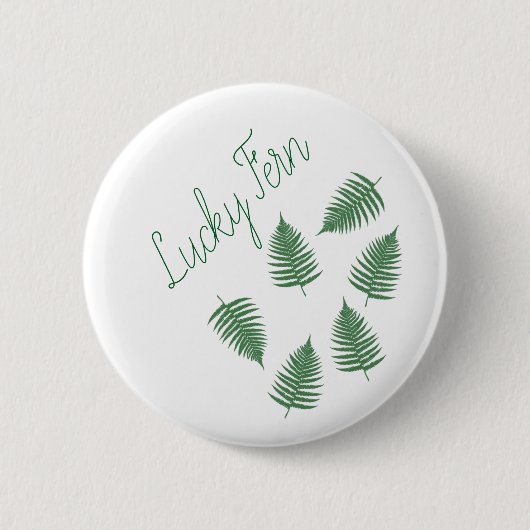 Gelukkig Groene Varen Patroon Ronde Button (Voorkant)