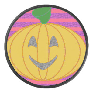 Gelukkig Grote Moderne Oranje Pompoen Halloween Hockey Puck