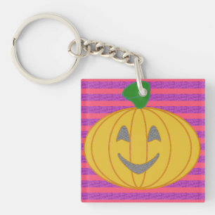 Gelukkig Grote Moderne Oranje Pompoen Halloween Sleutelhanger